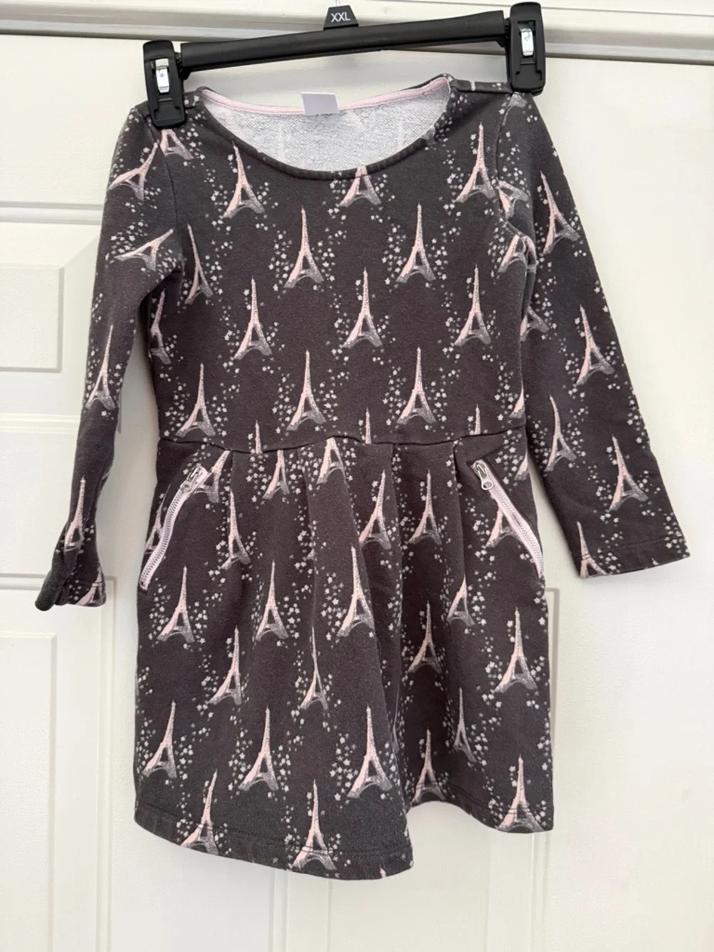 Gymboree Dark Gray Dress with Pink Eiffel Print